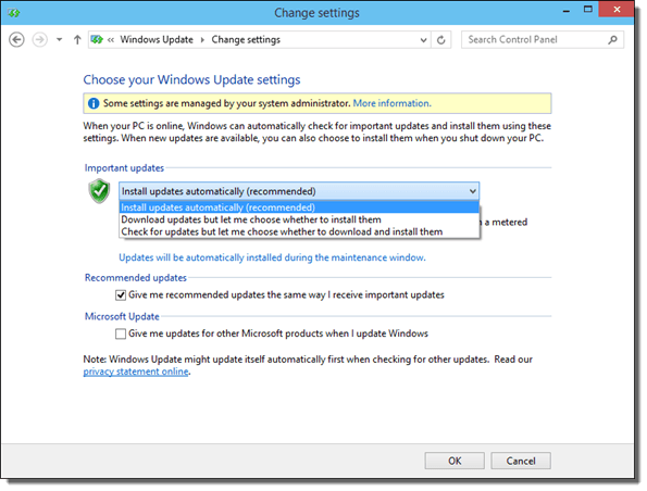 Change Windows Update Setting