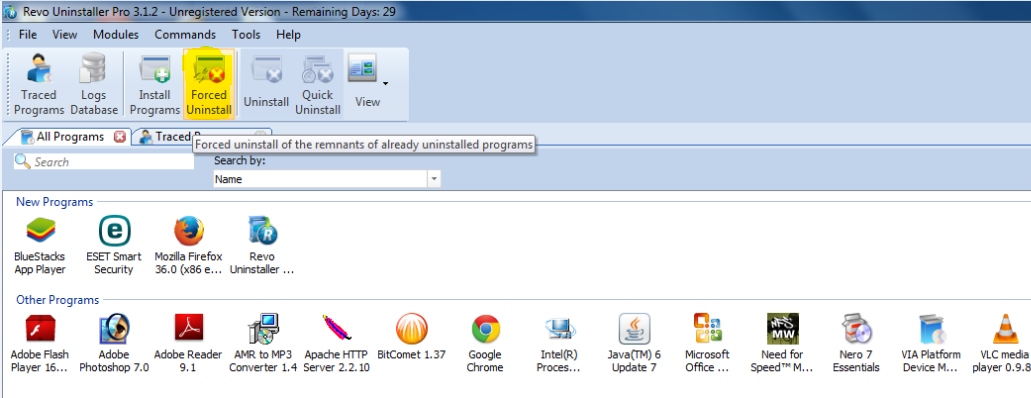 Uninstall Programs forcefully